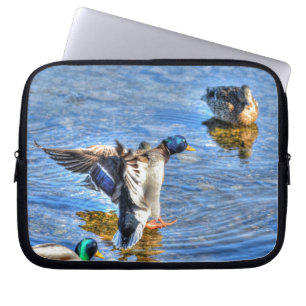 Landing Mallard Duck Drake 13 Wildlife Foto Laptop Sleeve