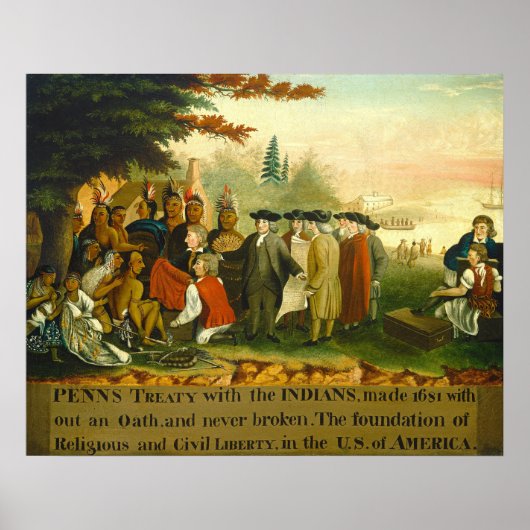 Landing of Columbus - Edward Hicks Fine Art Poster (Voorkant)