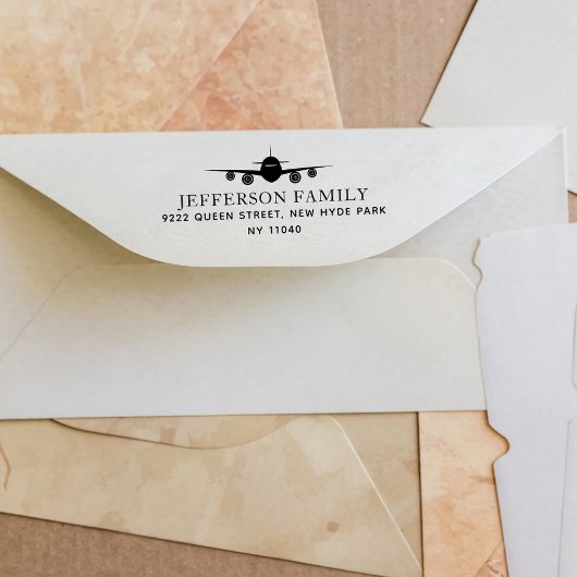 Landing Plane Elegant Reiziger Retouradres Zelfinktende Stempel