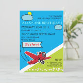 Landing van het vliegtuig - Kinderdaguitnodiging 4 Kaart (Staand voorkant)