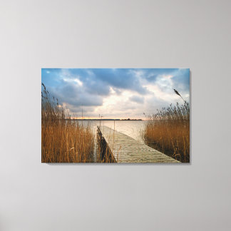 Landingsfase op een meer canvas afdruk