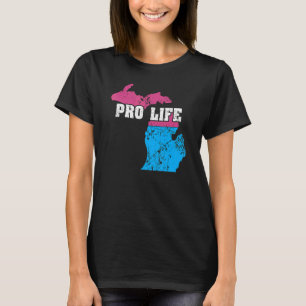Landkaart Amerikaanse staat Michigan Abortus Vlag T-shirt