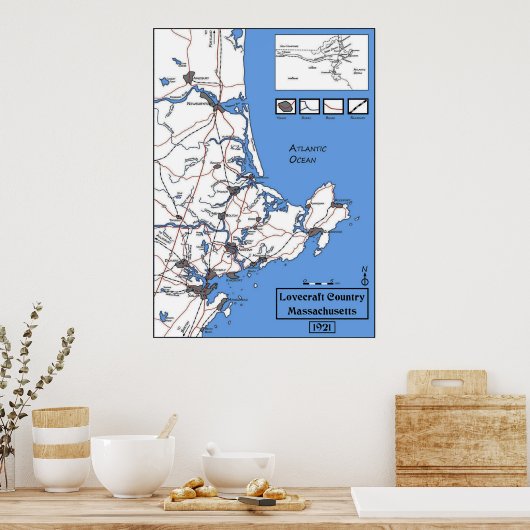 Landkaart Lovecraft Poster (Keuken)