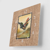 Landkaart op bijtende schoot vierkante klok (Hoek)