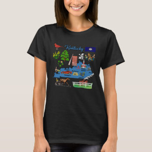 Landkaart van Kentucky met de belangrijkste steden T-shirt