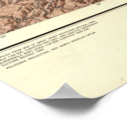  landkaart voor Grote Smoky Mountains Poster (Hoek)