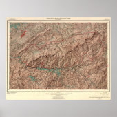  landkaart voor Grote Smoky Mountains Poster (Voorkant)