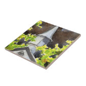 Landkerksteepel met donker storm achter tegeltje (Zijkant)