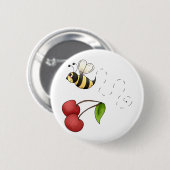 Landkersen - Bijen en kersen Ronde Button 5,7 Cm (Voorkant /achterkant)
