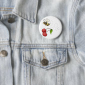 Landkersen - Bijen en kersen Ronde Button 5,7 Cm (In situ)
