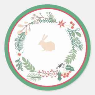 Landkerst onderschat Wreath Bunny 20 Ronde Sticker