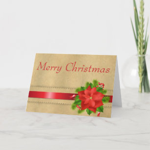 Landkerstkaart met Poinsettia Vector Feestdagen Kaart