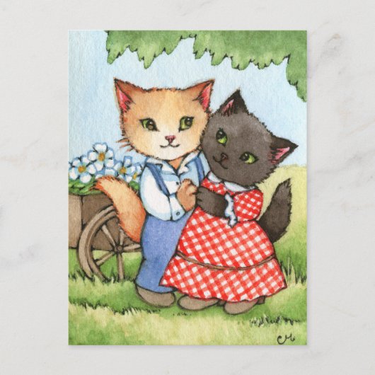 Landkreeften - Cute Cat Couple Art Briefkaart (Voorkant)