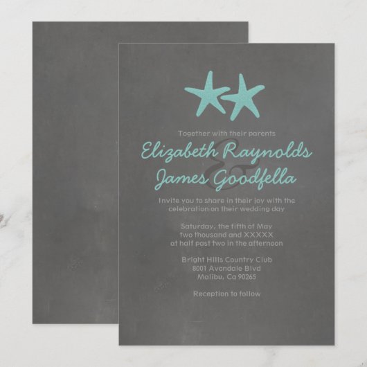 Landkreeften strandbruiloft kaart (Voorkant / Achterkant)