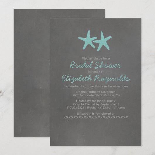 Landkreeftenbeach Bridal Shower-uitnodigingen Kaart (Voorkant / Achterkant)