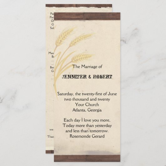 Landkreeftengras op het programma voor het weddens programmakaart (Voorkant / Achterkant)