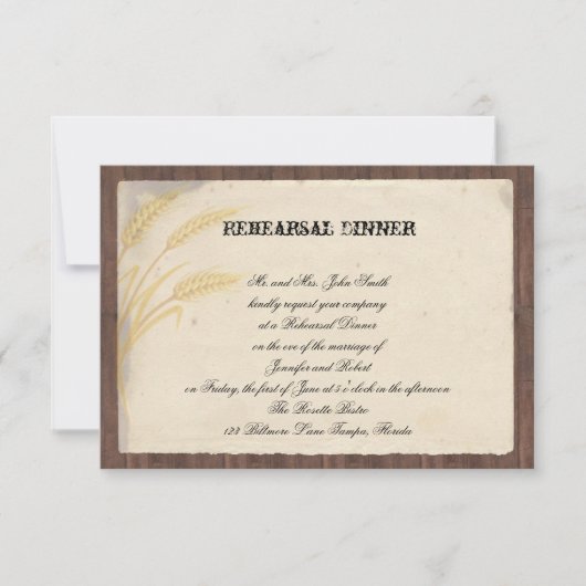 Landkreeftsoefening Wheat Grass Wedding Rehearsal Kaart (Voorkant)