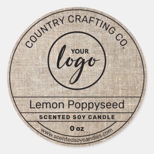 Landkregel Burlap Brown Soy Candle Labels (Voorkant)