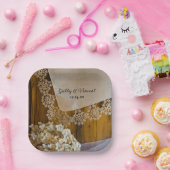 Landkreis en bloemen rond het huwelijk papieren bordje (Feest)