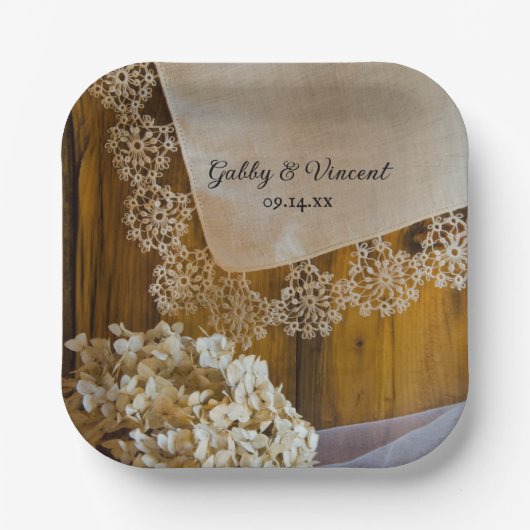 Landkreis en bloemen rond het huwelijk papieren bordje (Voorkant)