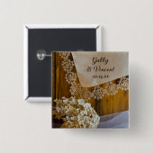 Landkreis en bloemen rond het huwelijk vierkante button 5,1 cm (Voorkant /achterkant)