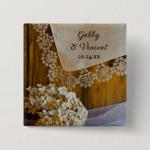 Landkreis en bloemen rond het huwelijk vierkante button 5,1 cm