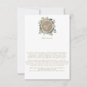 Landkreis Floral Monogram met grote details RSVP Kaartje (Voorkant)