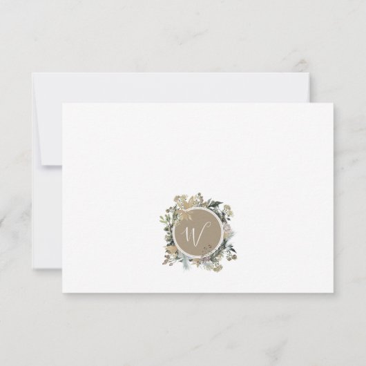 Landkreis Floral Monogram met grote details RSVP Kaartje (Achterkant)