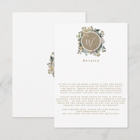 Landkreis Floral Monogram met grote details RSVP Kaartje (Voorkant / Achterkant)