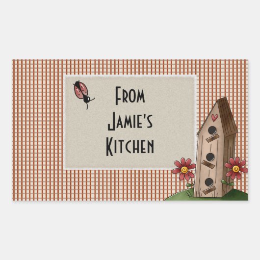 Landkreis Red Gingham Checks Rechthoekige Sticker (Voorkant)