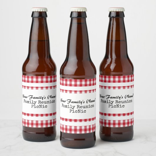 Landlabel rood en wit gingham - HAMbyWG Bier Etiket (Flessen)