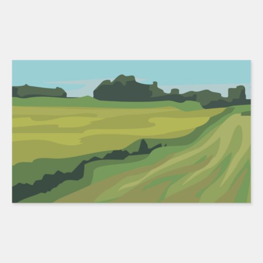Landlandschap Rechthoekige Sticker (Voorkant)