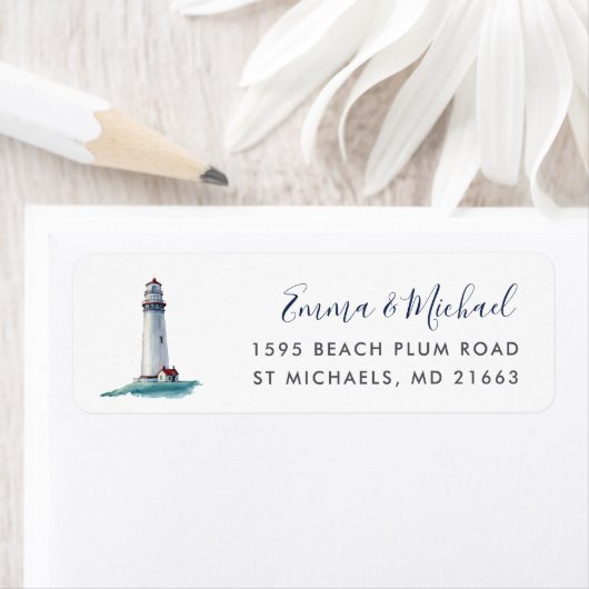 Landmark | Adres Waterverf vuurtoren Etiket (Insitu)