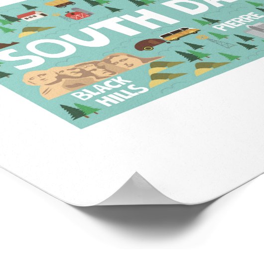 Landmarks Map South Dakota Poster (Hoek)