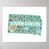 Landmarks Map South Dakota Poster (Voorkant)