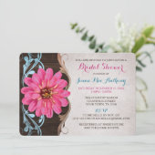 Landmeisjes Roze Zinnia Bridal Shower-uitvindingen Kaart (Staand voorkant)