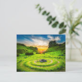 Landmerk op zonsondergang briefkaart (Staand voorkant)