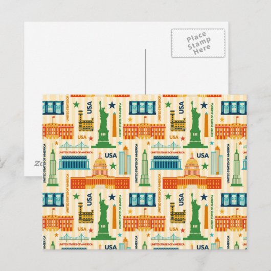 Landmerken van de Verenigde Staten van Amerika Briefkaart (Voorkant / Achterkant)