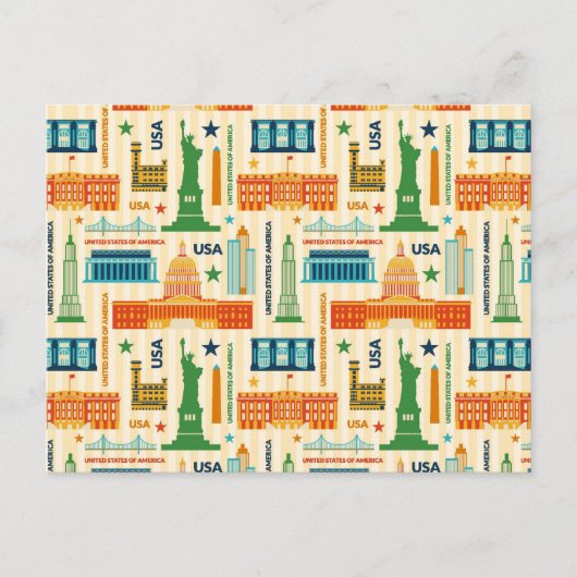 Landmerken van de Verenigde Staten van Amerika Briefkaart (Voorkant)