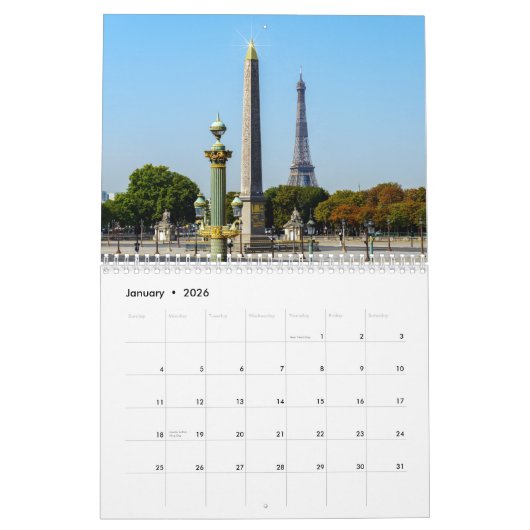Landmerken van Parijs Kalender (Jan 2026)
