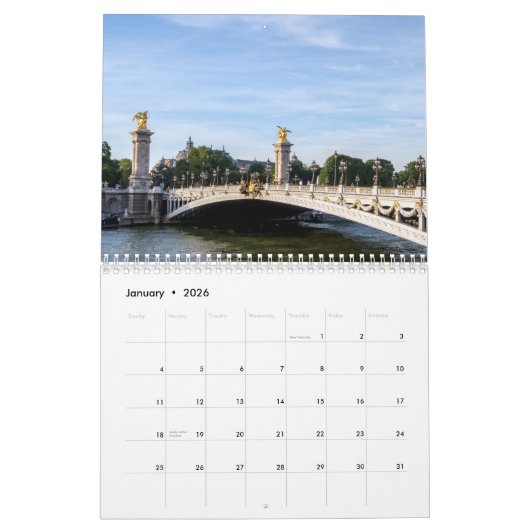 Landmerken van Parijs Kalender (Jan 2026)