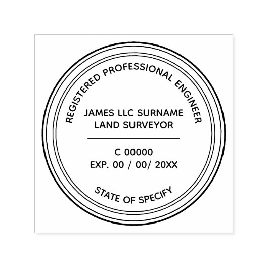 Landmeter Engineer Professionele ronde Zelfinktende Stempel (Design)