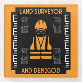 Landmeters Glazen Onderzetter