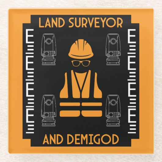Landmeters Glazen Onderzetter (Voorkant)