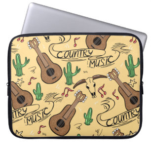 Landmuziek naadloos met gitaren, cacti's laptop sleeve