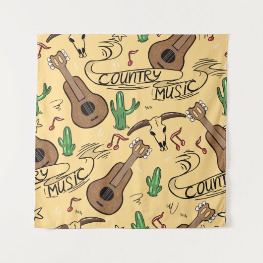 Landmuziek naadloos met gitaren, cacti's wandkleed (Voorkant)