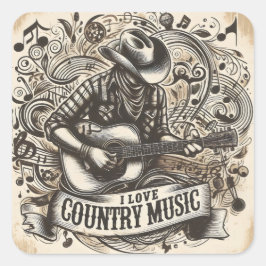 Landmuziek. Vierkante Sticker