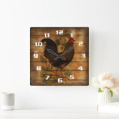  landnummer op bijtend hout vierkante klok (Huis)