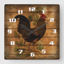  landnummer op bijtend hout vierkante klok