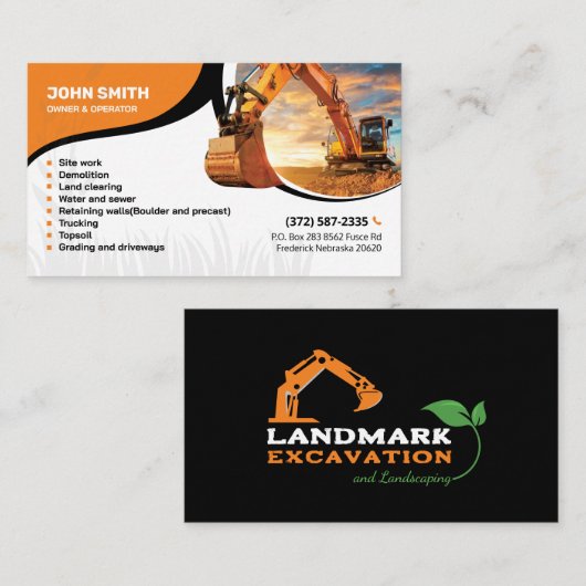 Landopruiming, Uitgraving, Landschapsarchitectuur, Visitekaartje (Voorkant / Achterkant)